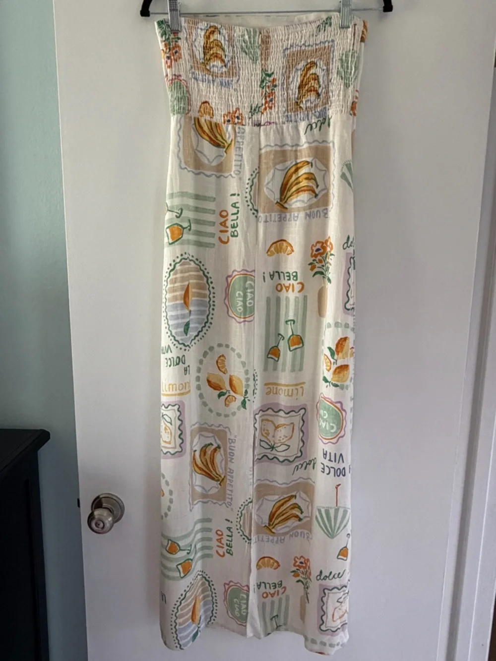Anthropologie Paper Heart La Dolce Vita Strapless Citrus Print Linen Maxi Dress - Picture 8 of 12